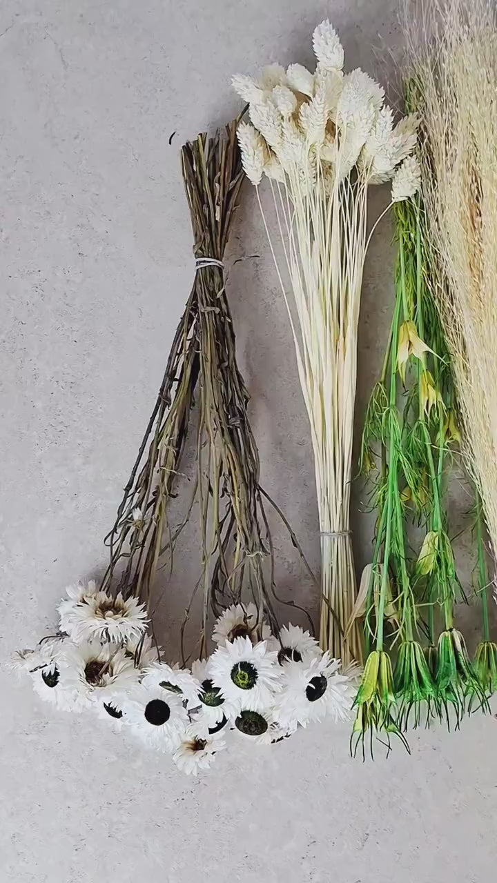 White & Green Dried Flower Box for Crafts – Botanical DIY Floral Kit, Natural Floral Supply Box for Resin Art, Candles Decor