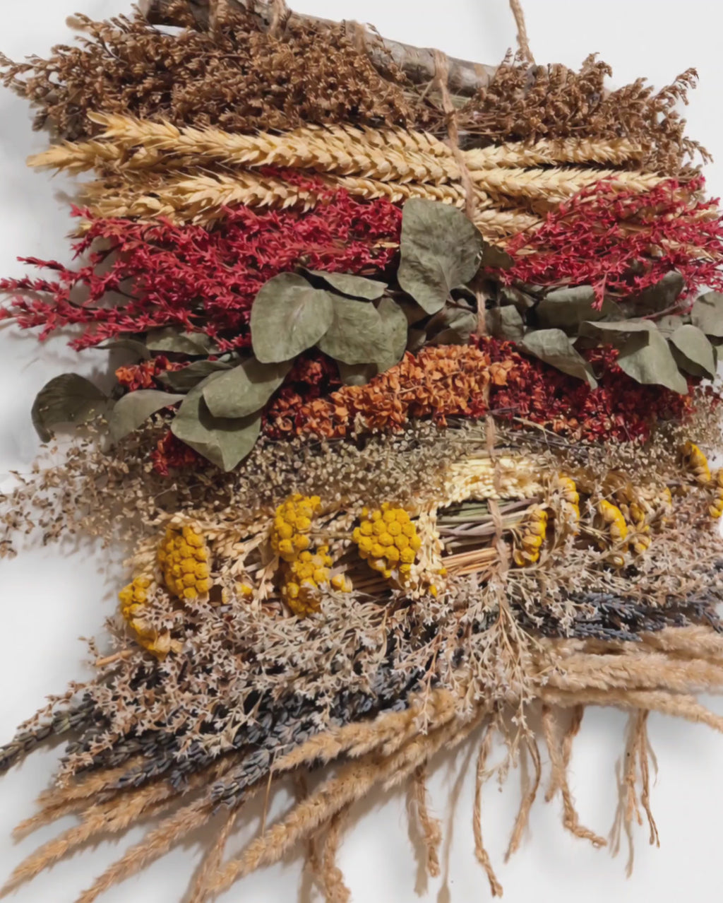 Dried Flower Wall Hanging Panel 30x40cm - Eucalyptus & Wheat Tapestry
