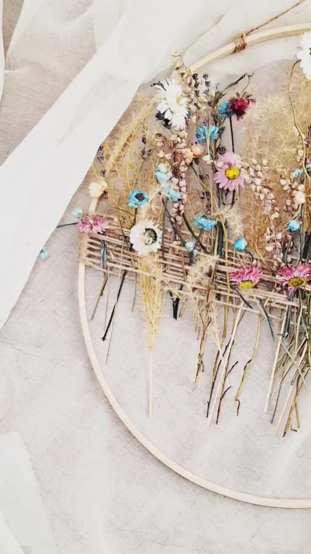 Dried Flower Wall Art, Botanical Wall Hanging, Floral Wall Decor, Pressed Flower Art, Cottagecore Home Decor