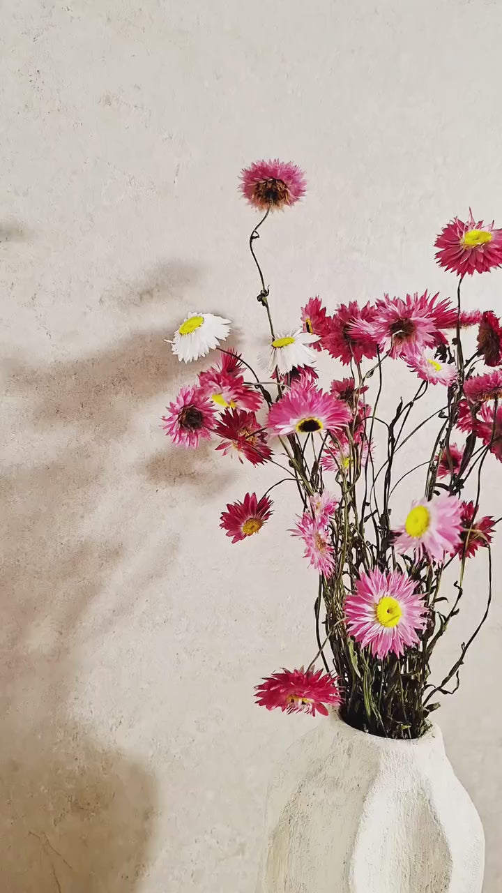 Dried Flower Bouquet | Pink Helichrysum Bouquet | Everlasting Strawflowers | Minimalist Botanical Arrangement | Neutral Scandi Decor
