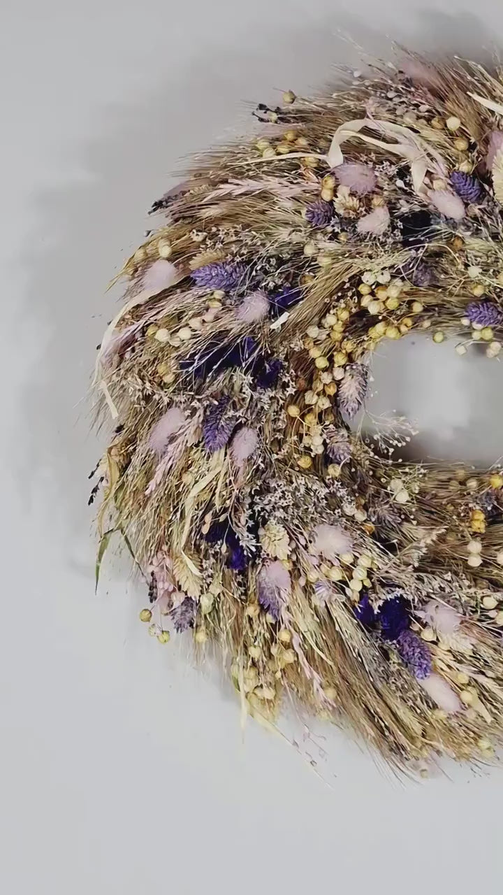 Dried Flower Wreath, Neutral Botanical Wall Decor, Scandinavian Floral Wreath, Minimalist Dried Flower Hoop, Cottagecore Wall Hanging