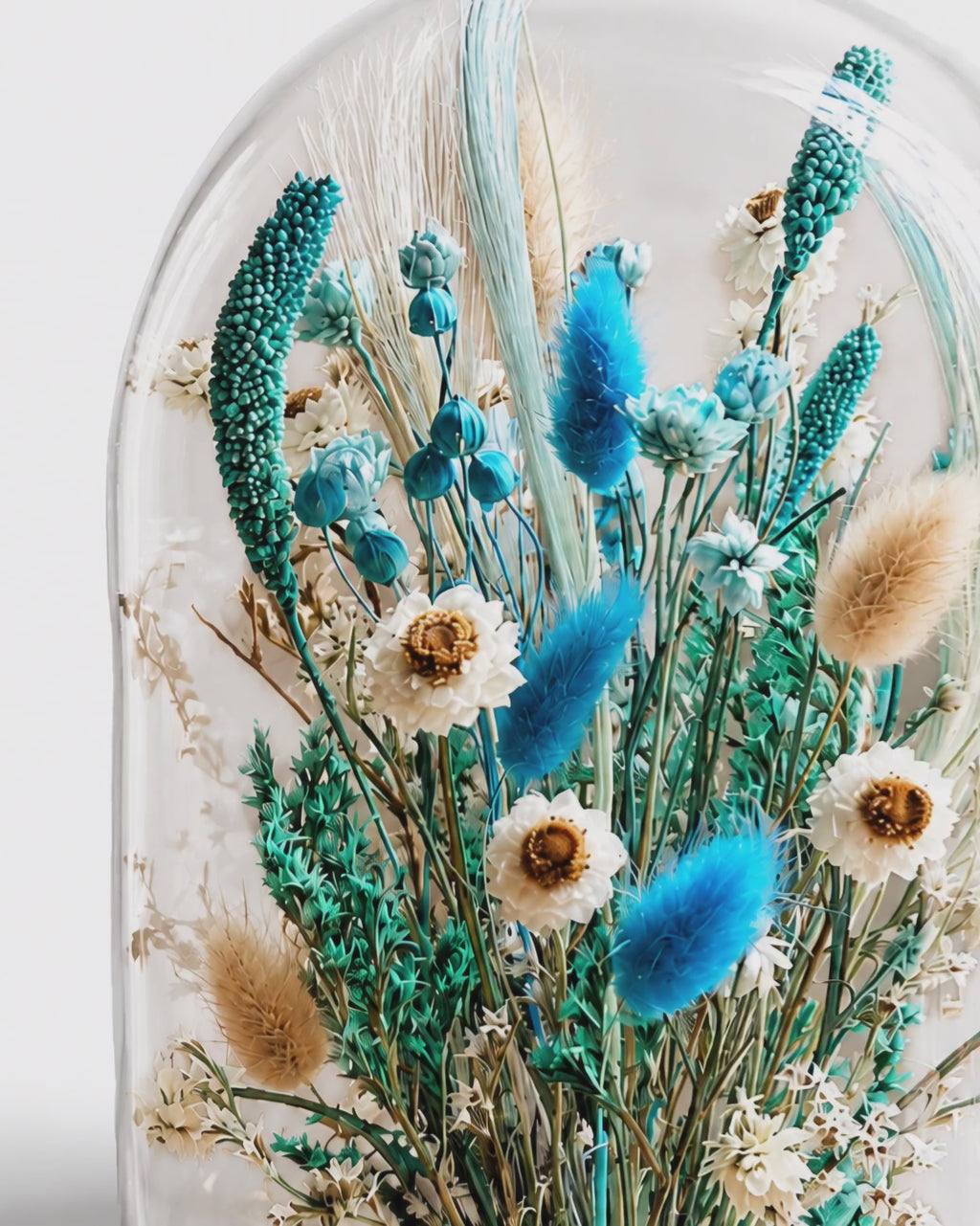 Glass Cloche with Preserved Flowers
