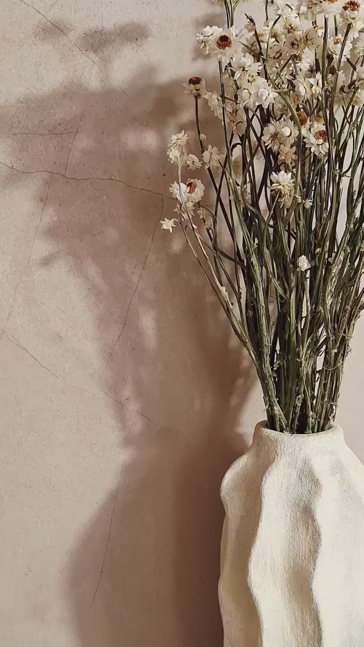 Dried Flower Bouquet | White Ammobium Bouquet | Stabilized Natural Flowers | Minimalist Botanical Decor | Neutral Scandi Arrangement