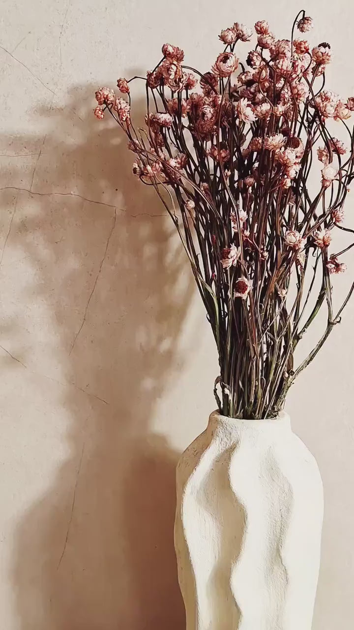 Dusty Rose Dried Flower Bouquet | Preserved Ammobium Flowers | Minimalist Botanical Decor | Neutral Vase Arrangement