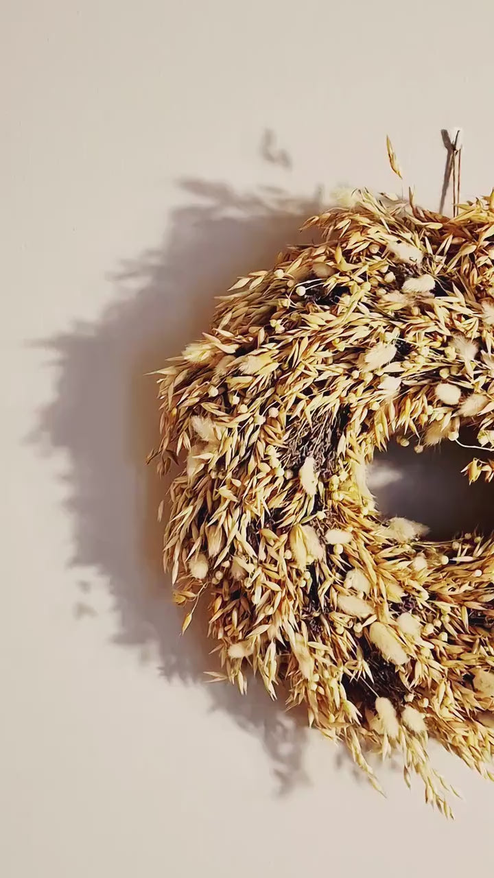 Dried Flower Wreath, Rustic Farmhouse Wreath, Botanical Wall Hanging, Dried Floral Wreath, Cottagecore Decor