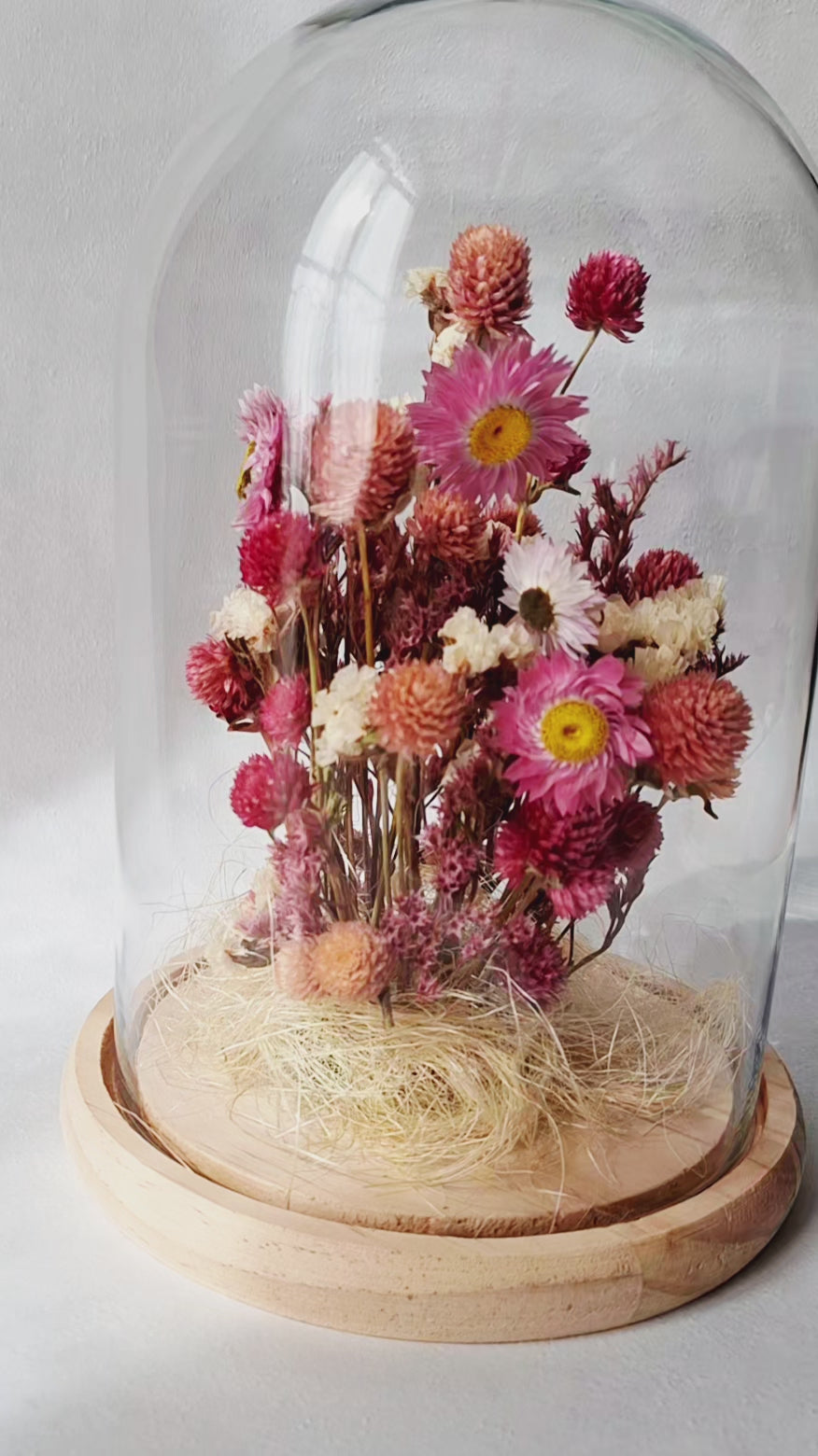 Pink Botanical Glass Dome