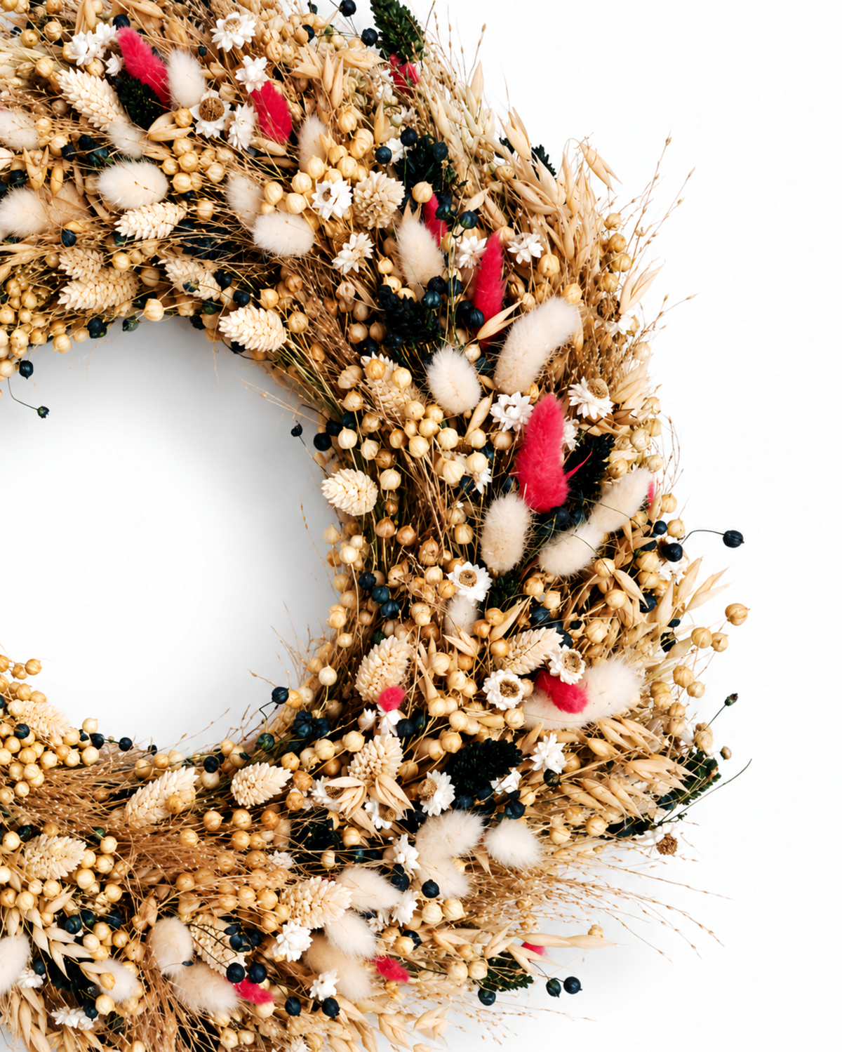 Handmade Natural Dried Flower Wreath - 40cm Vibrant Harvest Wall & Front Door Decor