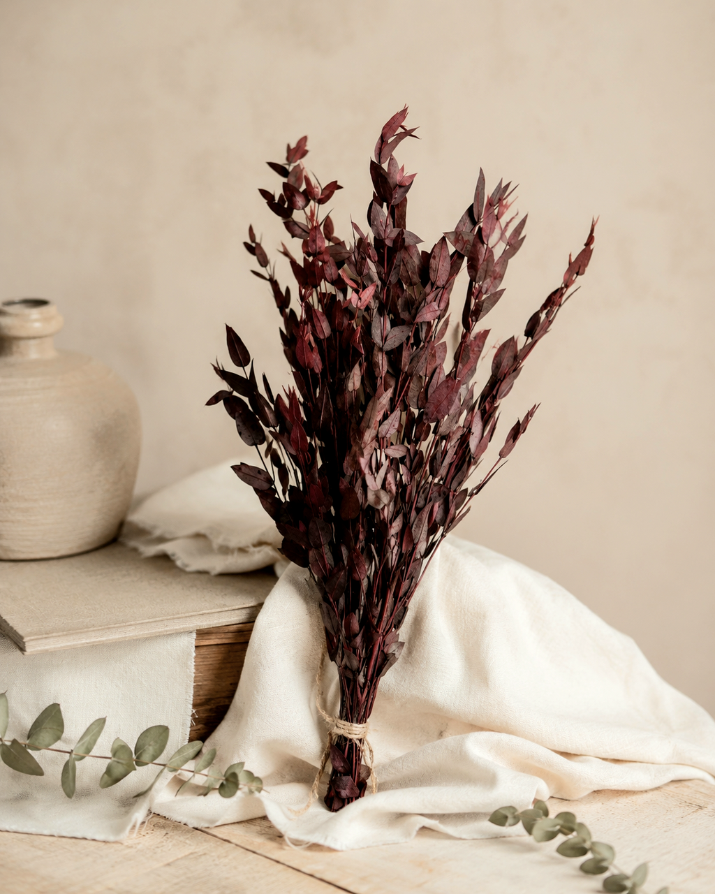 Premium Burgundy Preserved Eucalyptus Bundle
