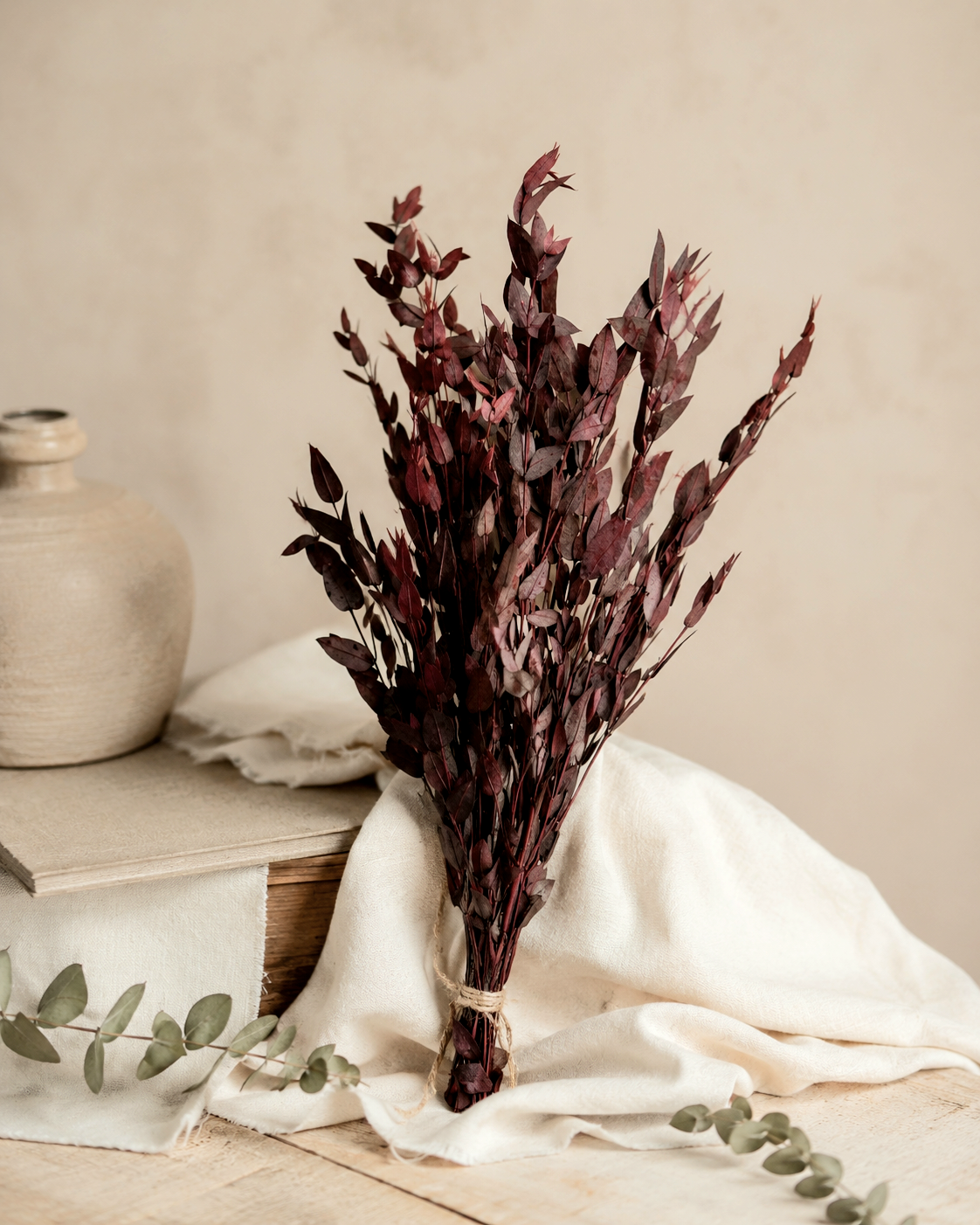 Premium Burgundy Preserved Eucalyptus Bundle