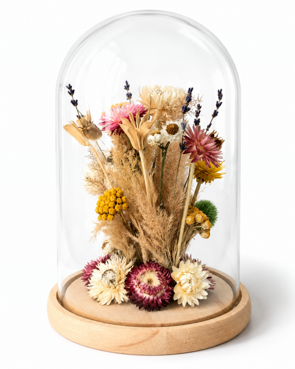 Dried Flower Dome in Glass Cloche