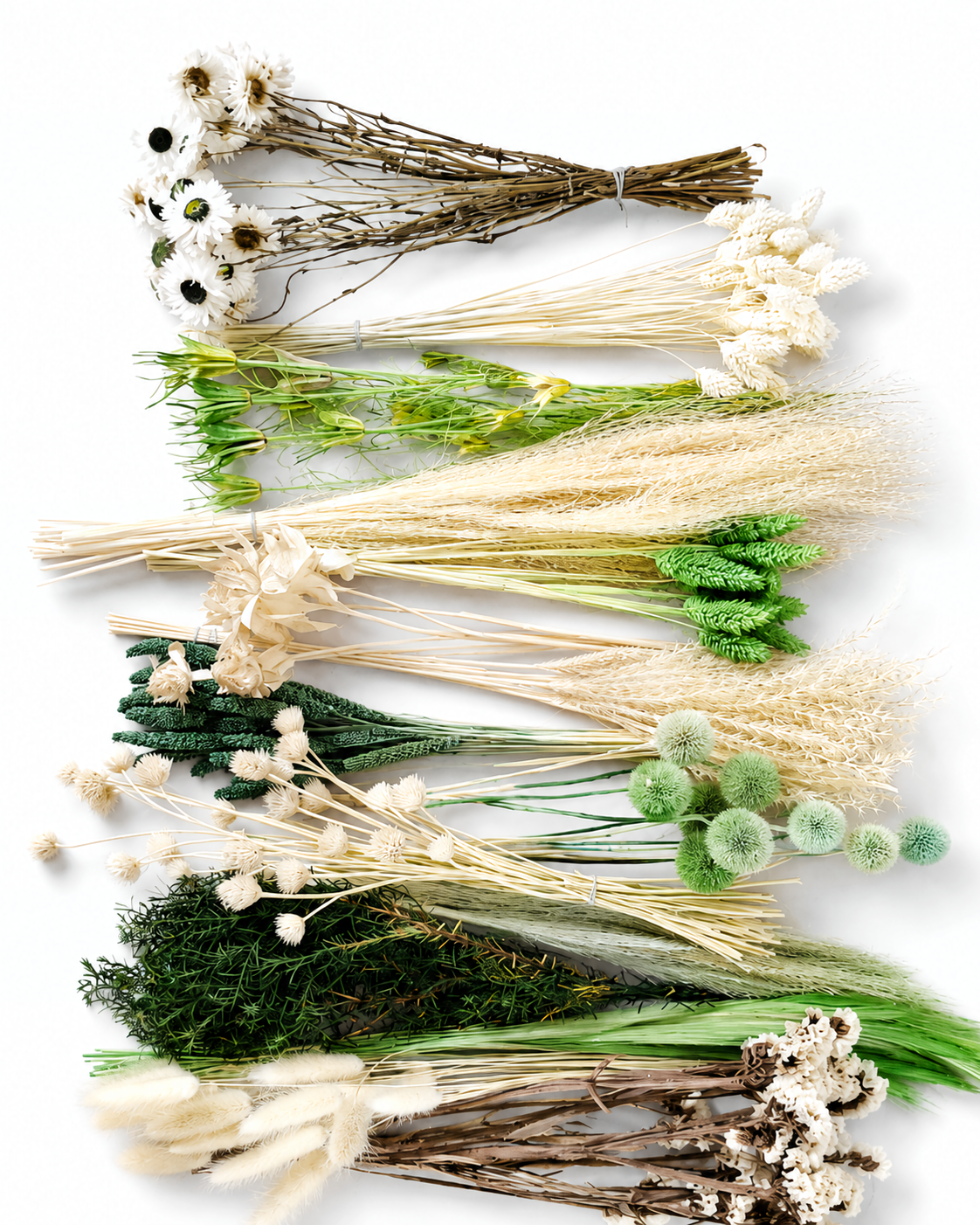 White & Green Dried Flower Craft Box