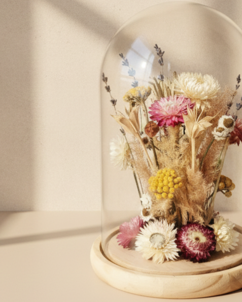 Dried Flower Dome in Glass Cloche