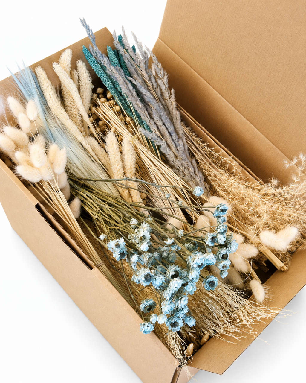 Beige & Blue Dried Flower Box for Crafts