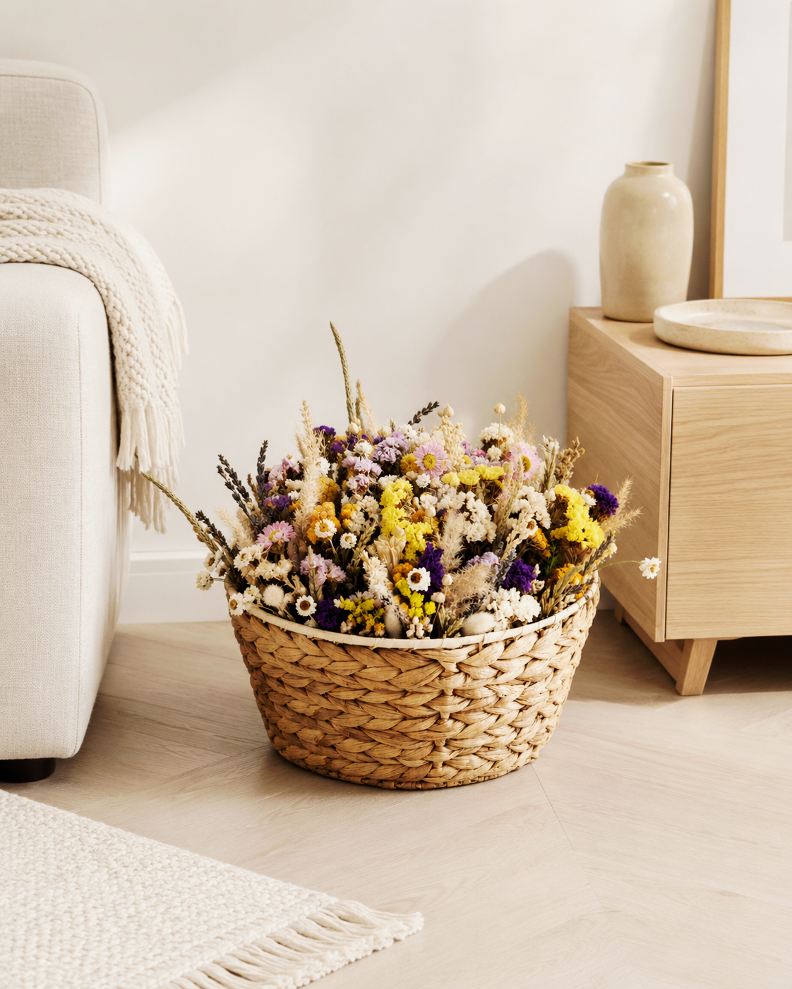 Dried Flower Basket Arrangement