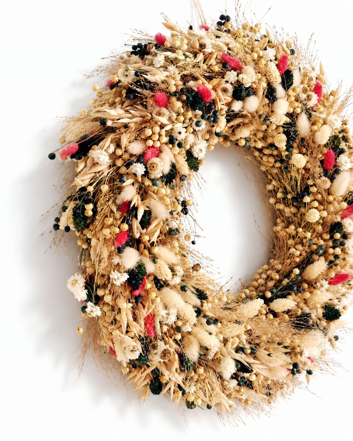Handmade Natural Dried Flower Wreath - 40cm Vibrant Harvest Wall & Front Door Decor