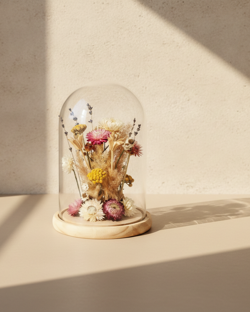 Dried Flower Dome in Glass Cloche