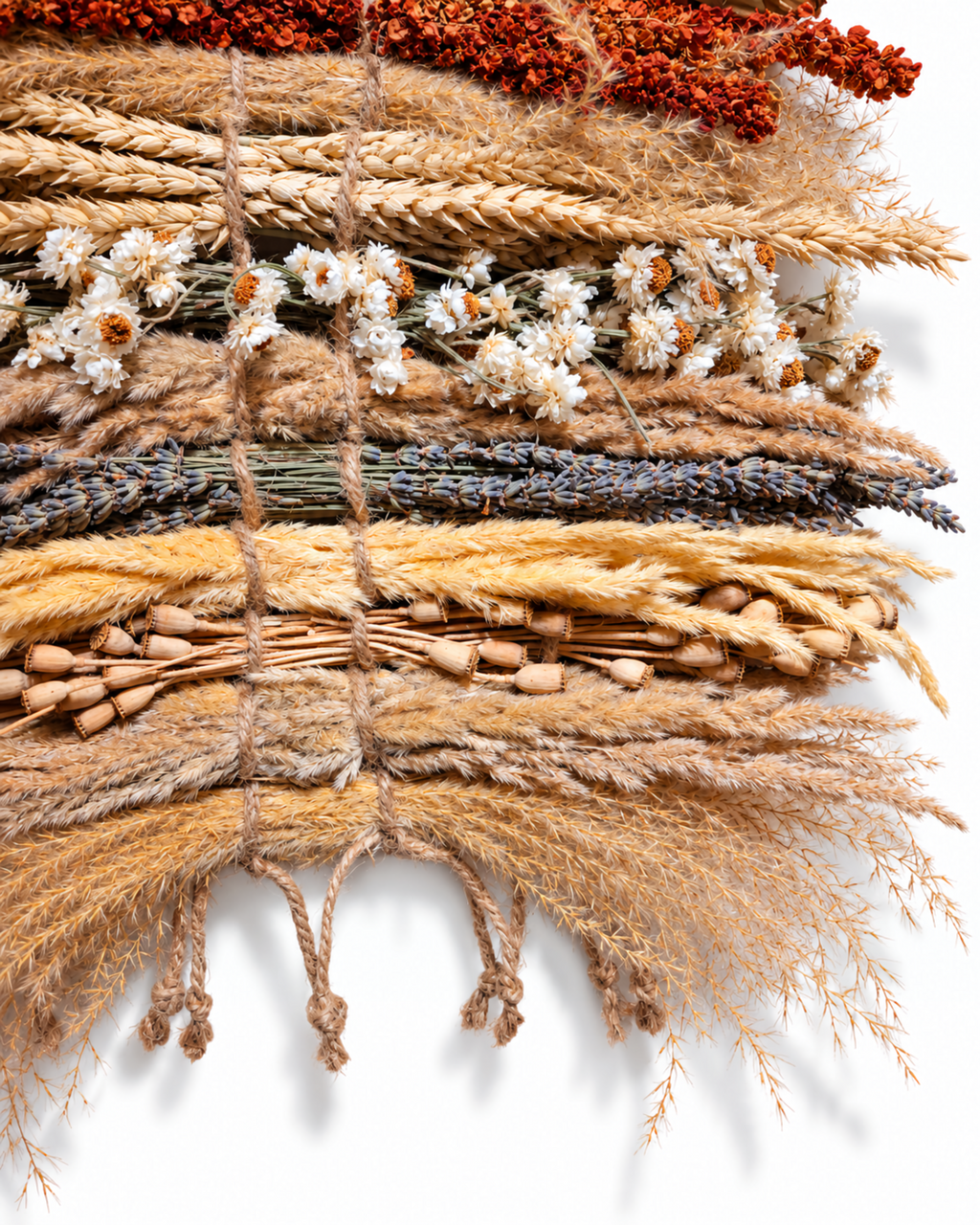 Handmade Dried Flower Wall Hanging Woven Tapestry - 30x40 cm Natural Botanical Art