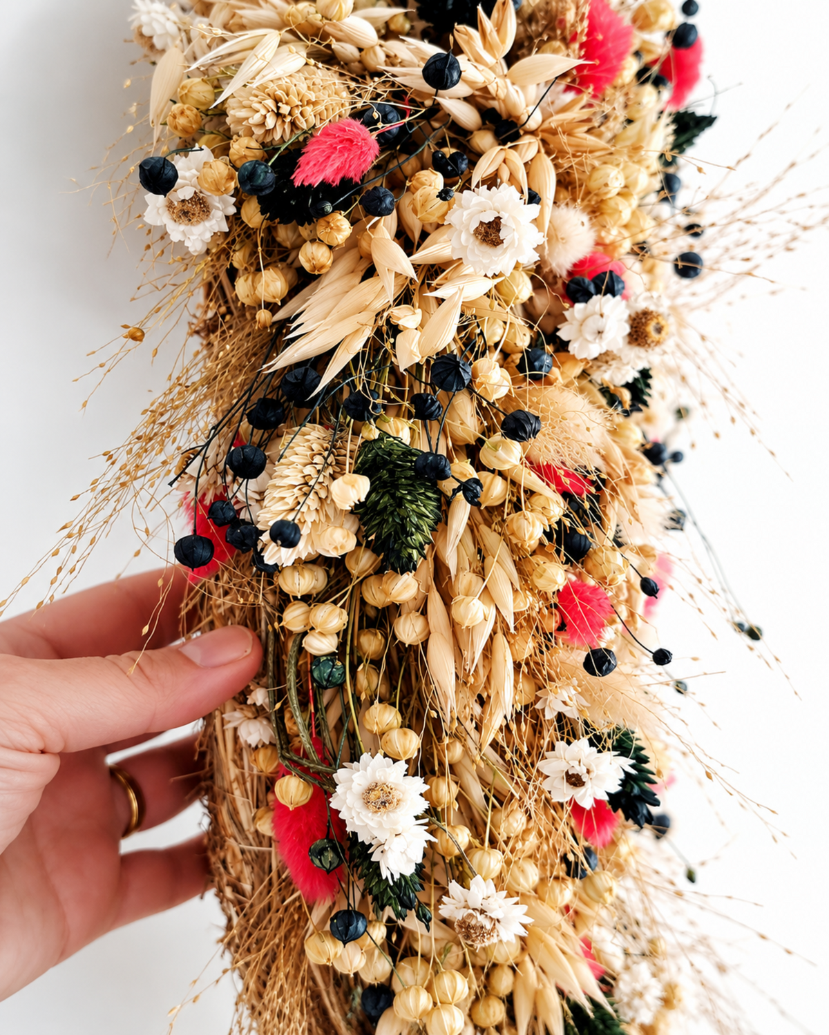 Handmade Natural Dried Flower Wreath - 40cm Vibrant Harvest Wall & Front Door Decor