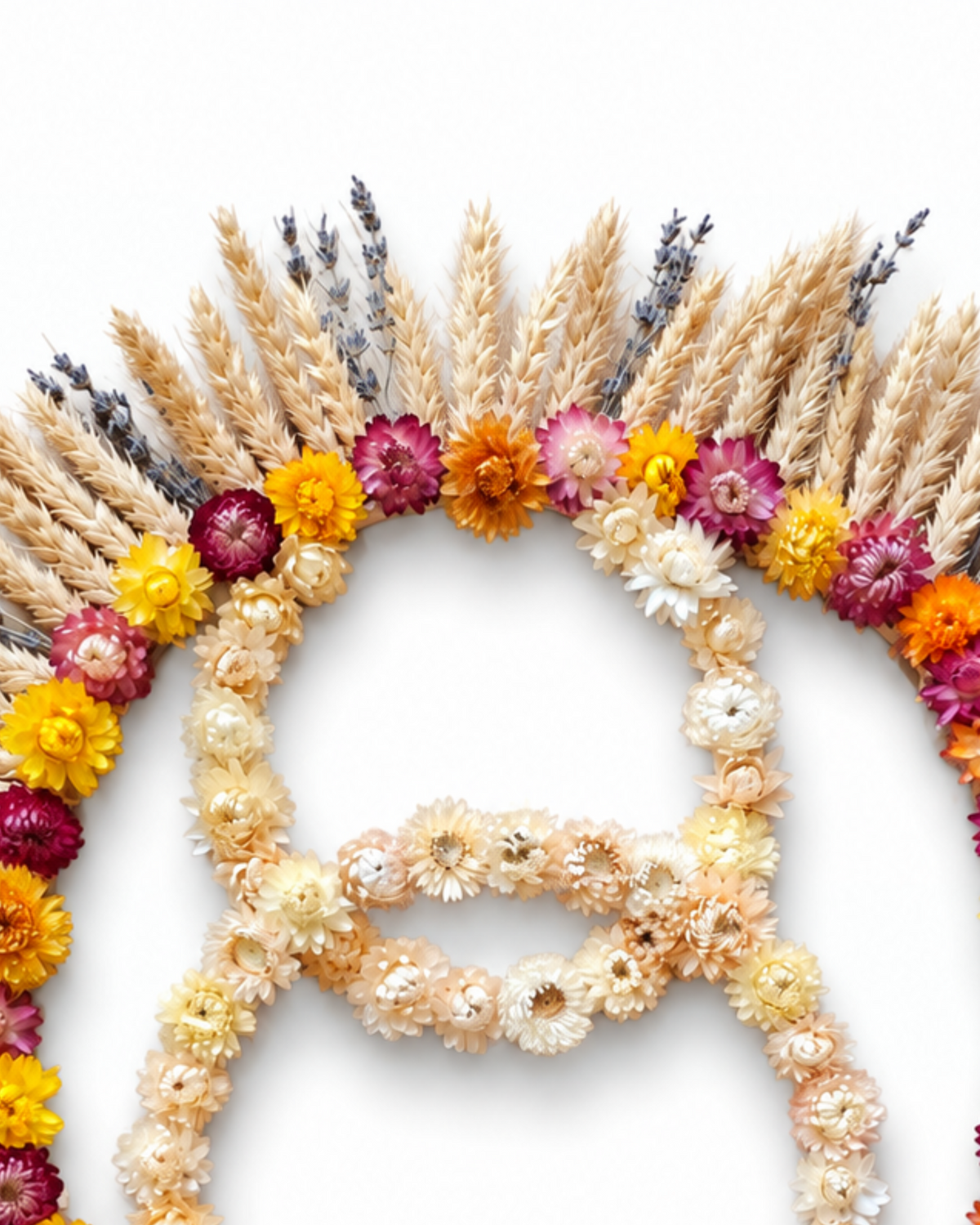 Dried Flower Wall Wreath - Number 8 & Sunburst Wooden Frame