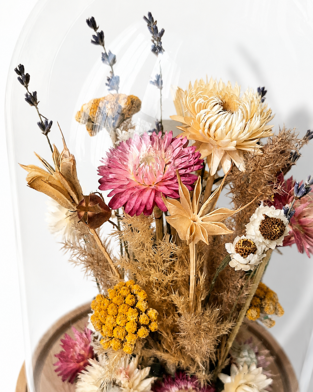Dried Flower Dome in Glass Cloche