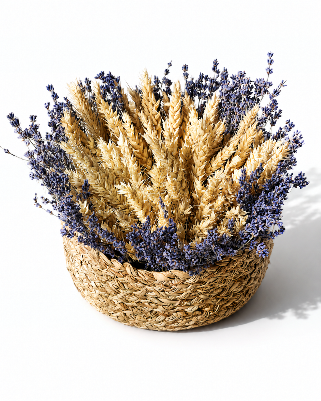 Dried Flower Woven Basket Arrangement - Natural Wildflower Decor
