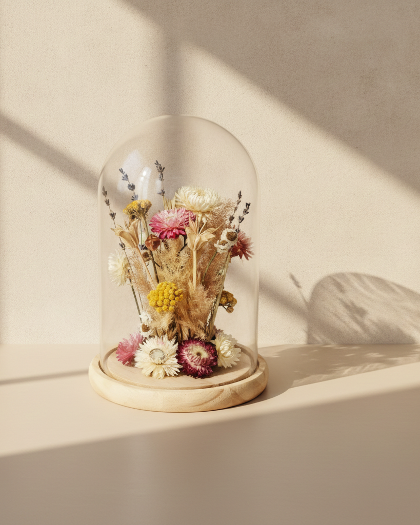 Dried Flower Dome in Glass Cloche
