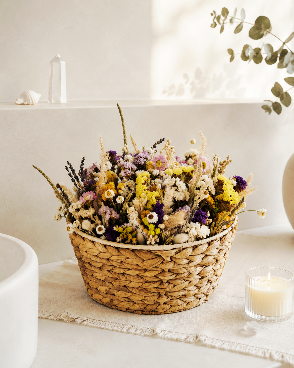 Dried Flower Basket Arrangement