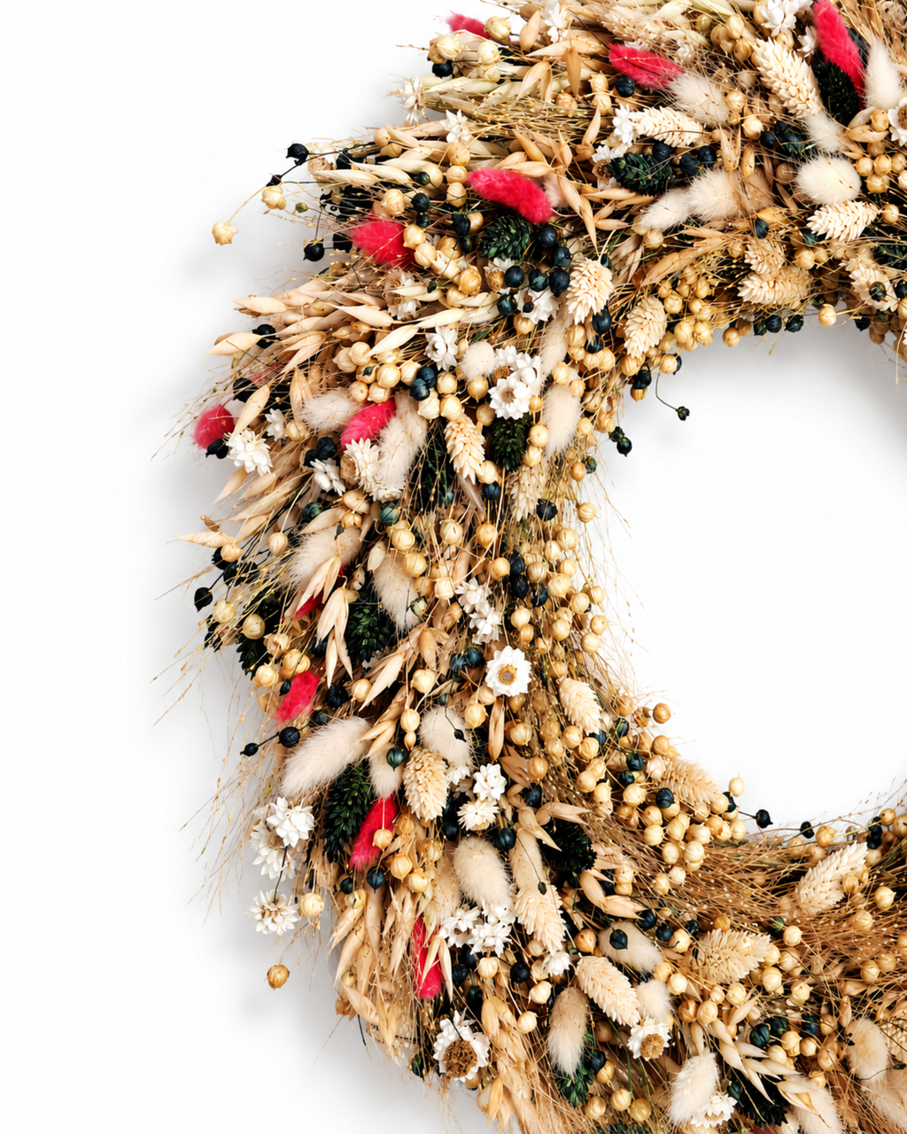 Handmade Natural Dried Flower Wreath - 40cm Vibrant Harvest Wall & Front Door Decor