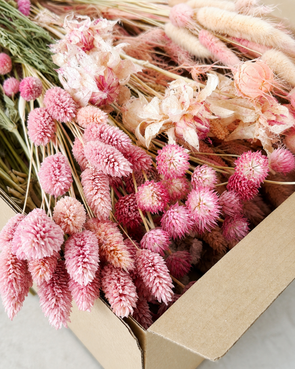 Pink Dried Flower Box for Crafts