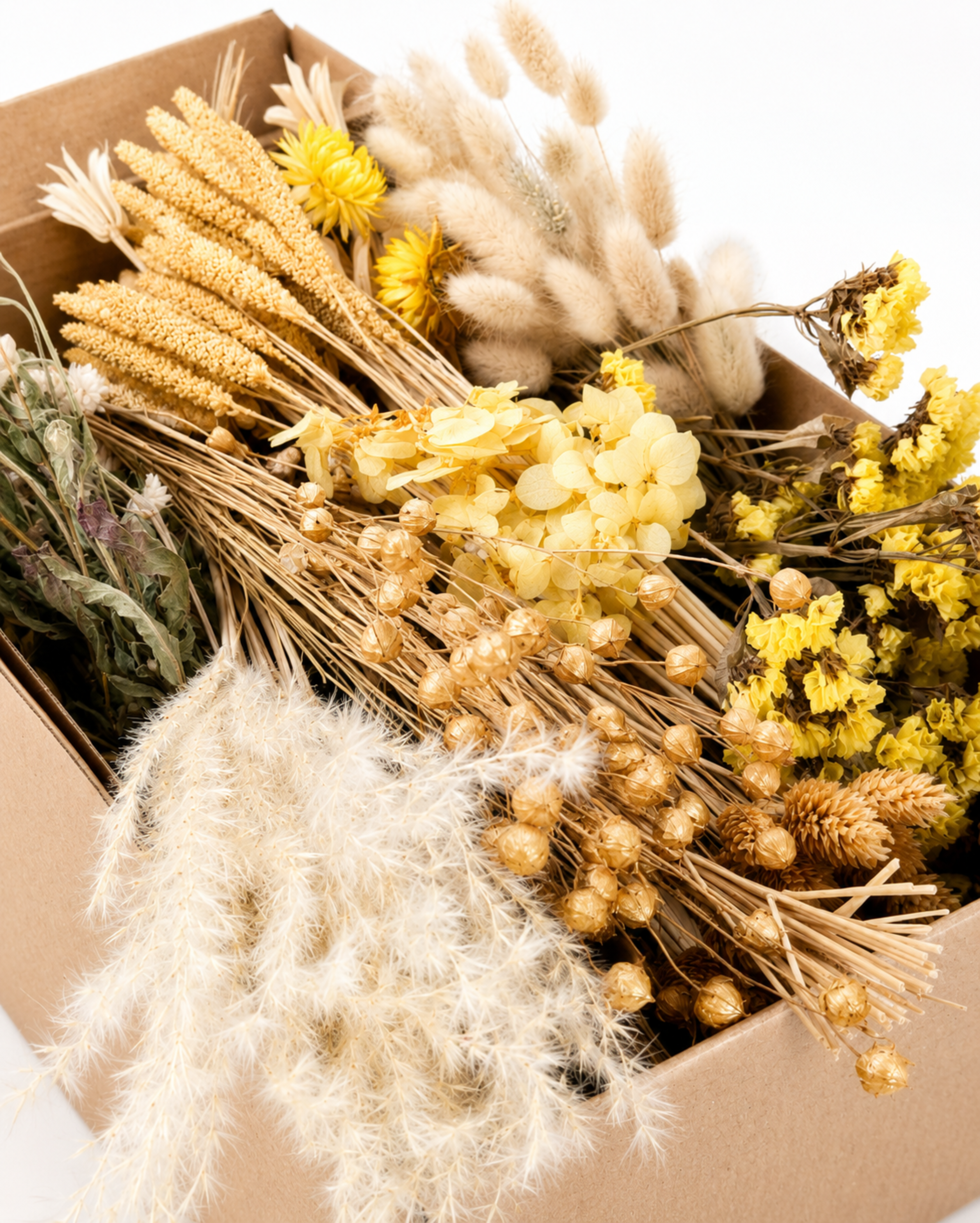 Yellow Beige Dried Flower Box