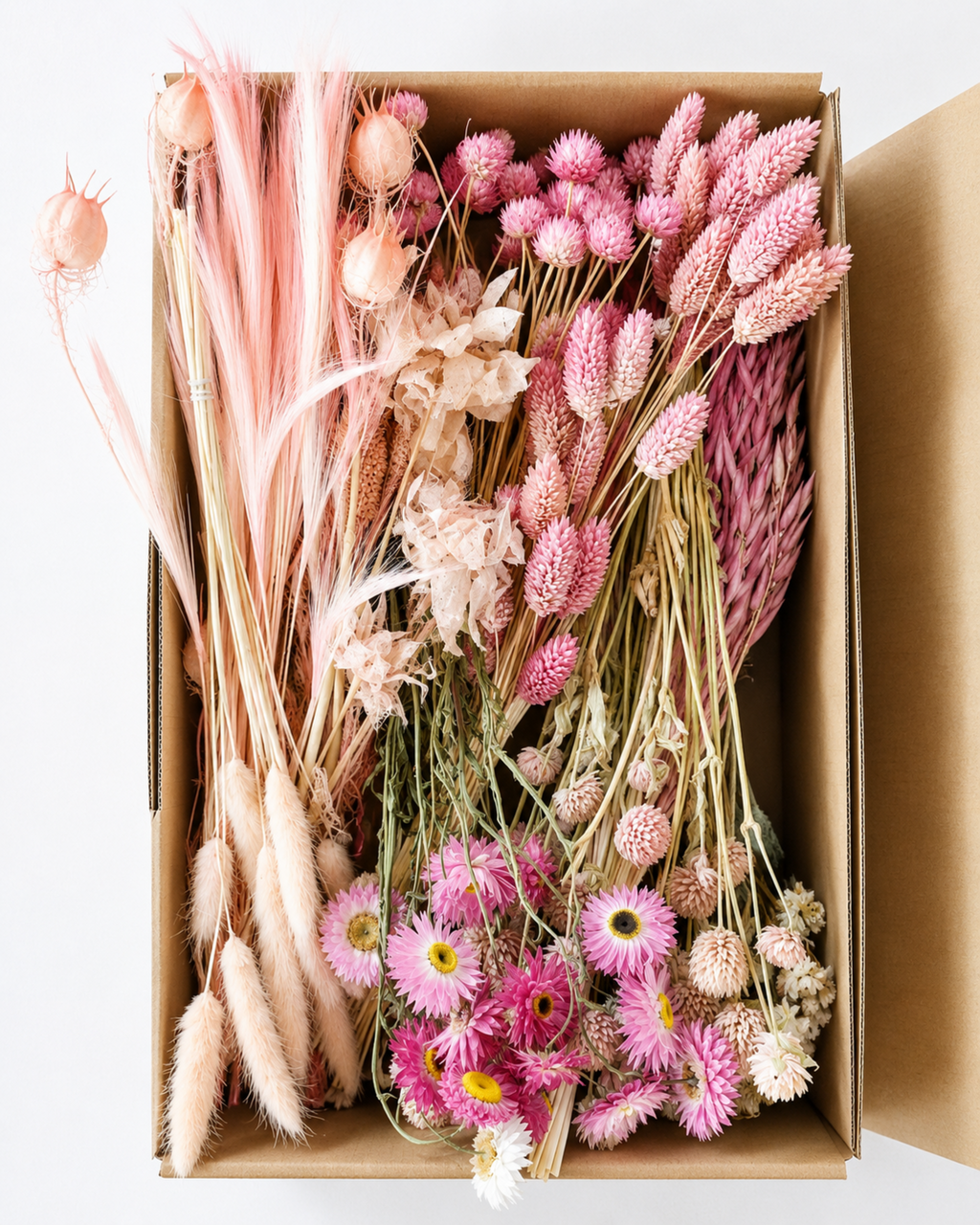 Pink Dried Flower Box for Crafts